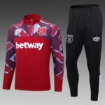 2022/2023 West Ham United Half-Pull Training Suit Red Football Shirt Set