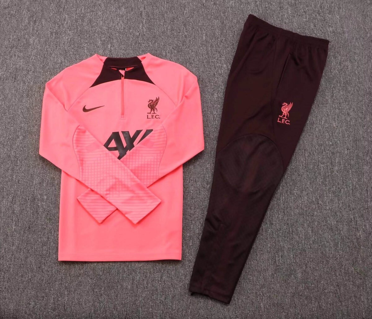 2022/2023 Liverpool Half-Pull Training Suit Pink Jersey Set - Image 7