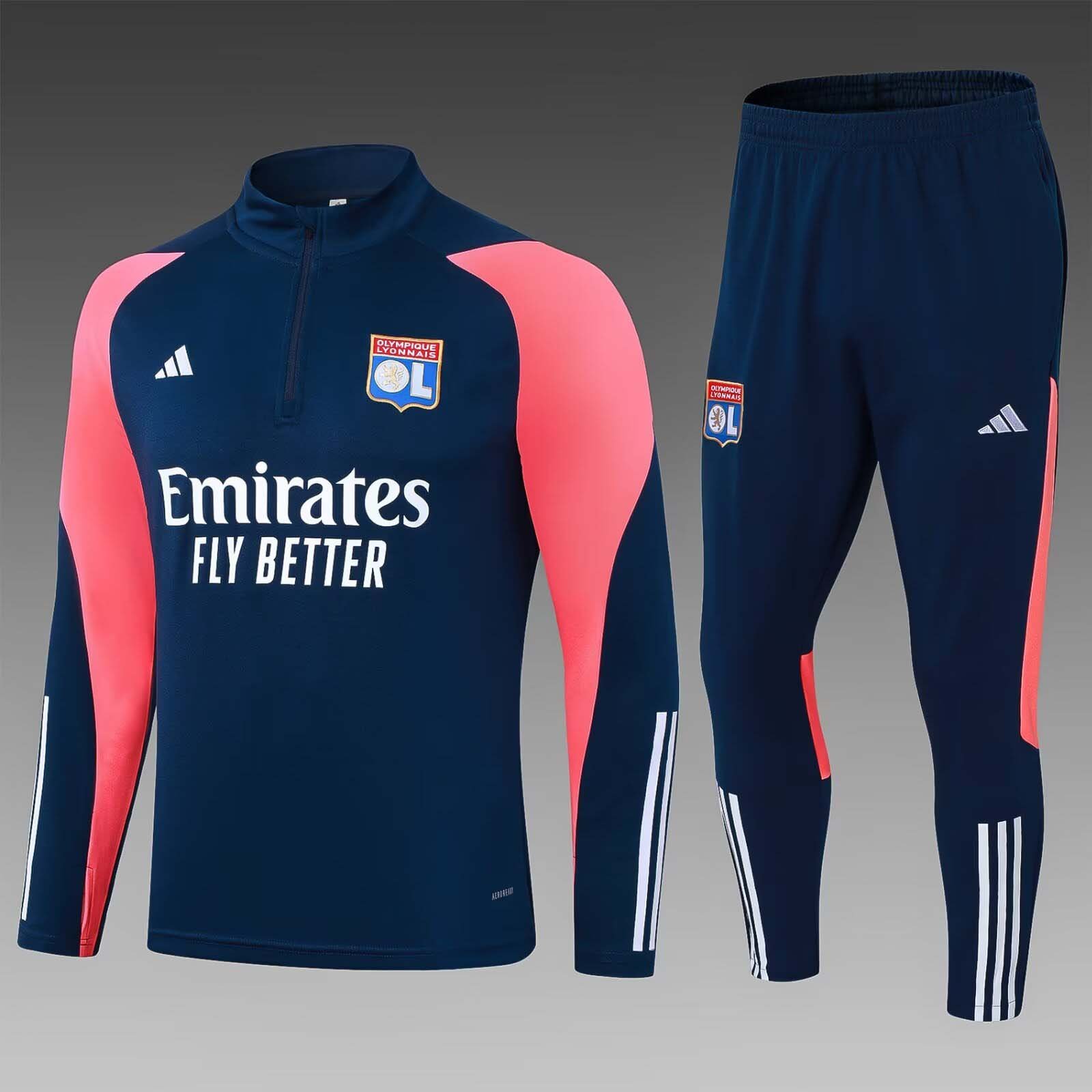 4730f8b153604011fcbab831a2dee8d1.jpg 2023/2024 Lyon Half-Pull Training Suit Royal blue Football Shirt Set - Image 1