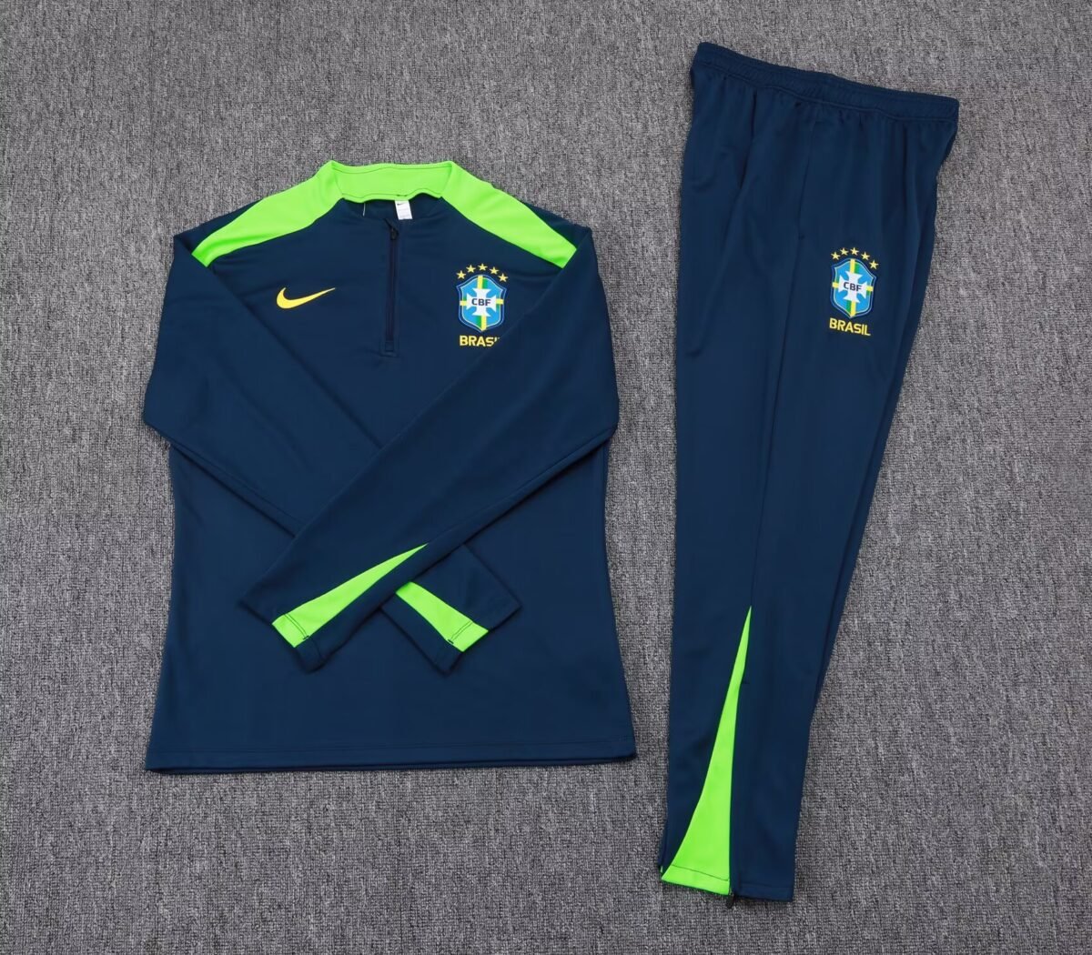 2025 Brazil Half-Pull Training Suit Royal Blue Football Shirt Set - Image 7