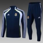 2025/2026 Real Madrid Half-Pull Training Suit Royal Blue Football Shirt Set