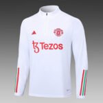 2023/2024 Manchester United Half-Pull Training Suit White Football Shirt Set - Image 3