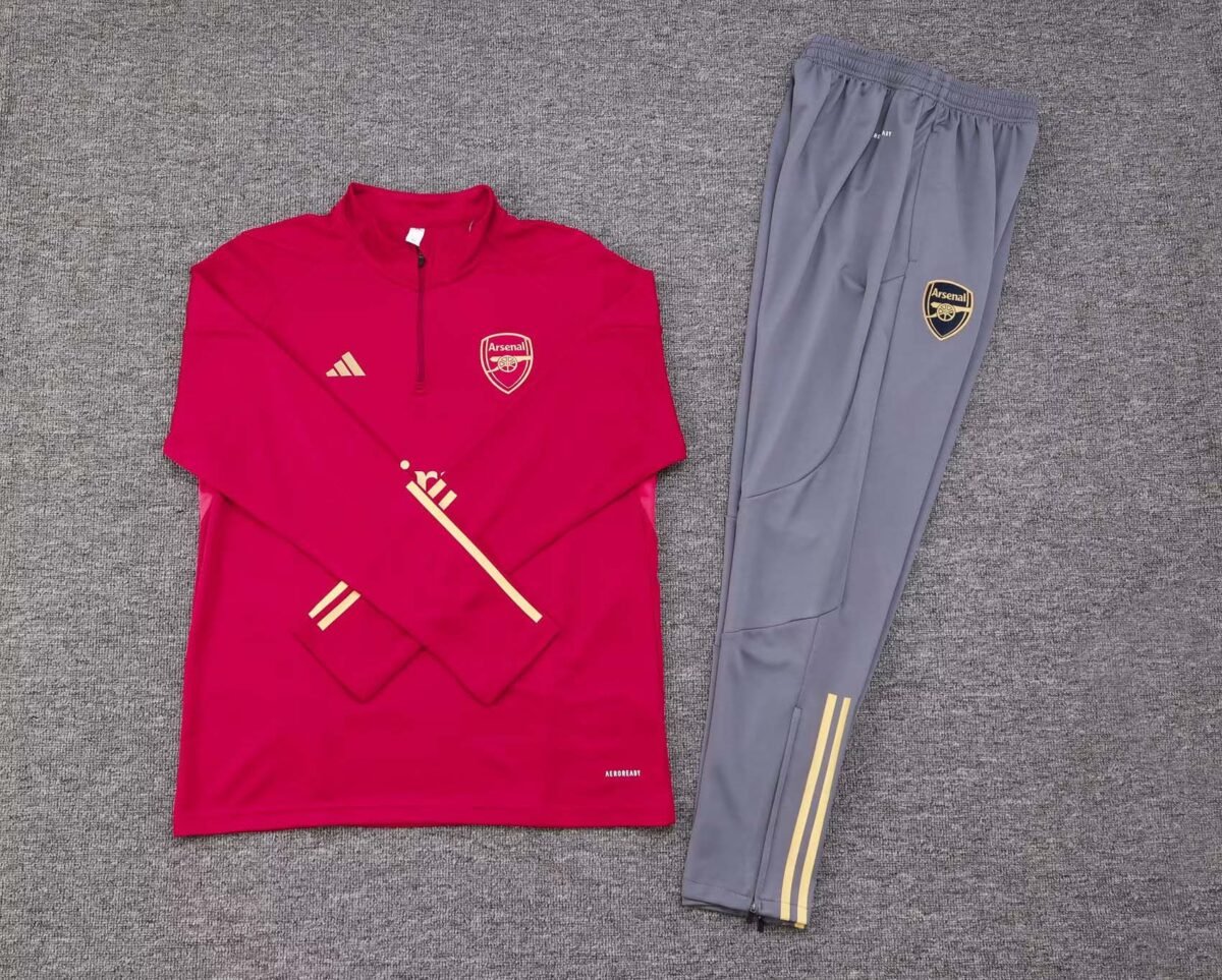 2023/2024 Arsenal Half-Pull Training Suit Red Football Shirt Set - Image 3