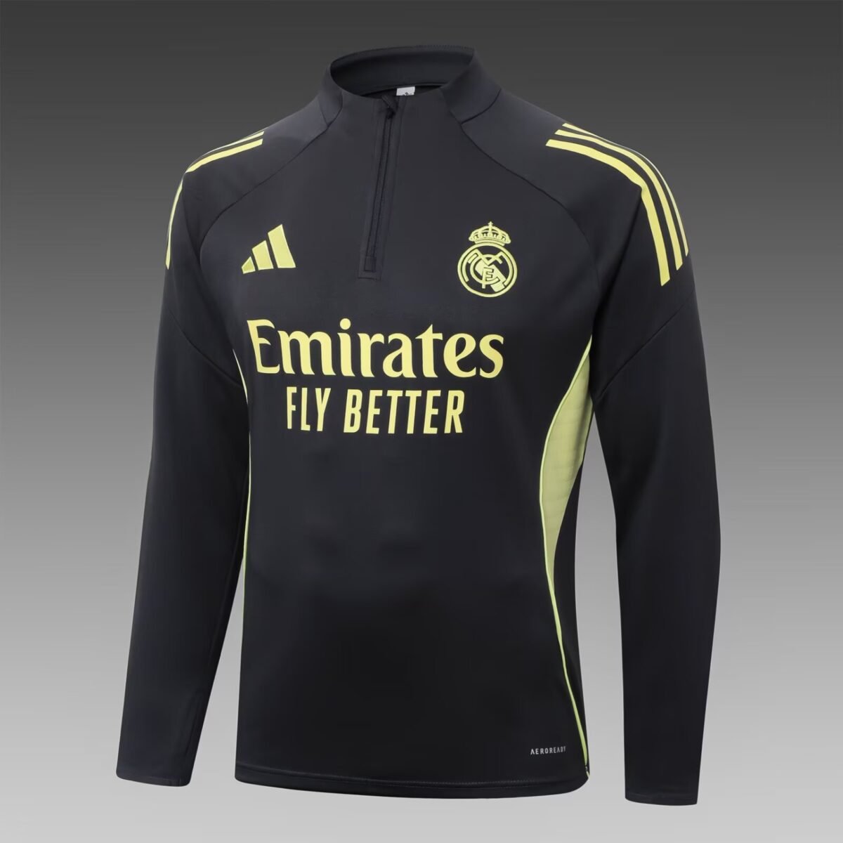 2025/2026 Real Madrid Half-Pull Training Suit Dark Gray Football Shirt Set - Image 3