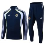 2025-2026 Real Madrid Retro Royal blue Half-Pull Training Suit Football Shirt Set