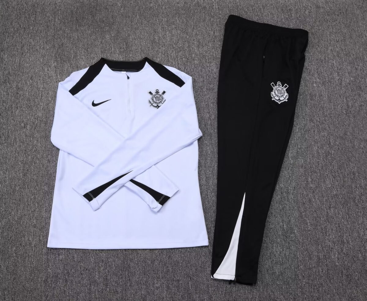 2025/2026 Corinthians Paulista Half-Pull Training Suit White Football Shirt Set - Image 7