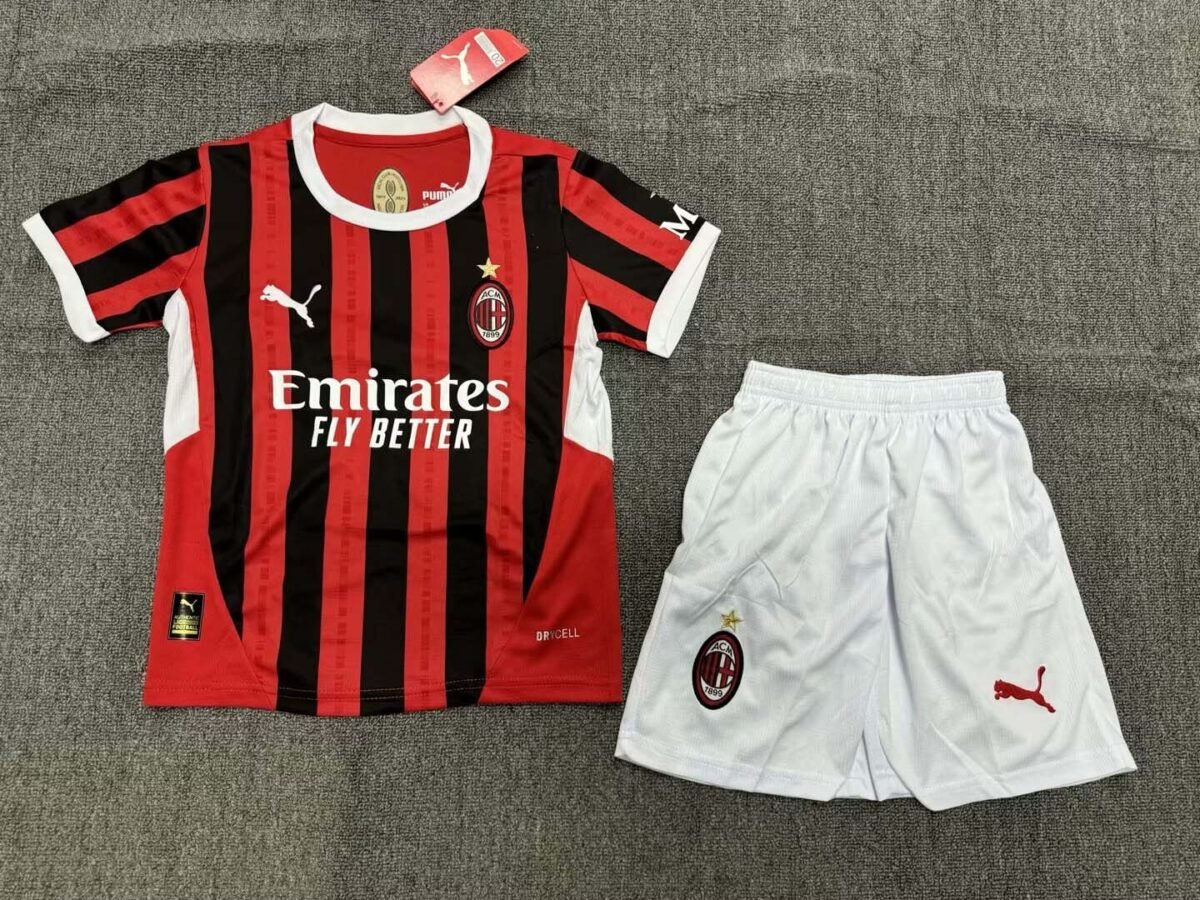 2024/2025 AC Milan Home Football Shirt Kids Size - Image 3