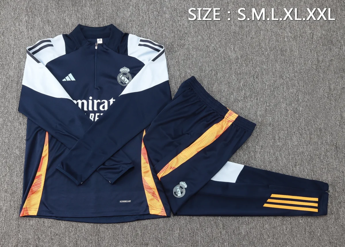 2024-2025 Real Madrid Half-Pull Training Suit Football Shirt Kids Set - Image 4