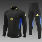 2025/2026 Manchester United Player version Half-Pull Training Suit Black Football Shirt Set
