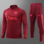 2023/2024 Manchester United Half-Pull Training Suit Purplish red Football Shirt Set