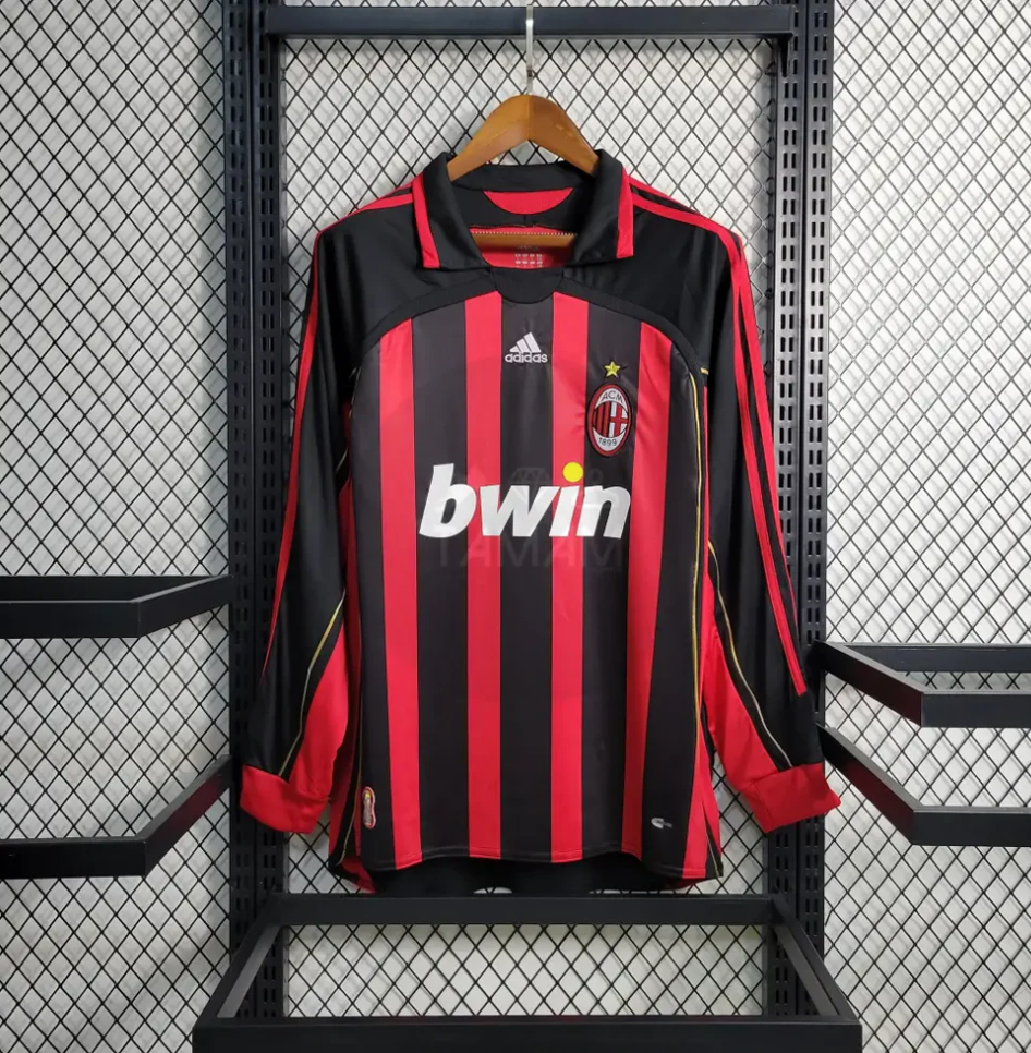 859e2c19e28fe12b59a99010f7ab1a81.png 2006/2007 Retro Long Sleeve AC Milan Home Football Shirt - Image 1