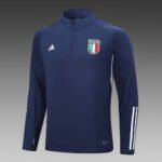 2023 Italy Half-Pull Training Suit Royal Blue Soccer Shirt Set - Image 3