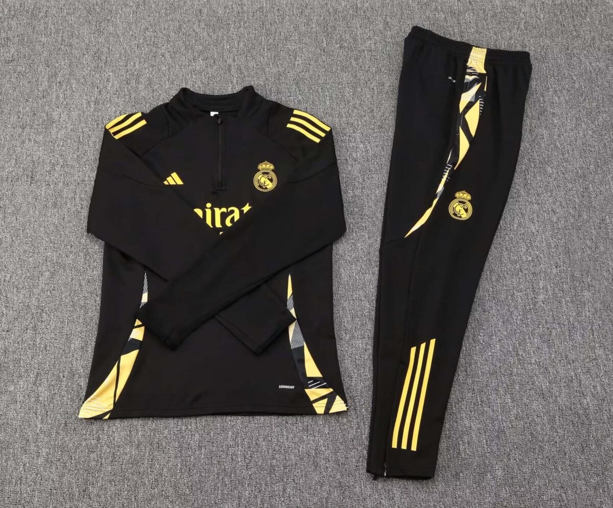 2024/2025 Real Madrid Half-Pull Training Suit Black Football Shirt Set - Image 3
