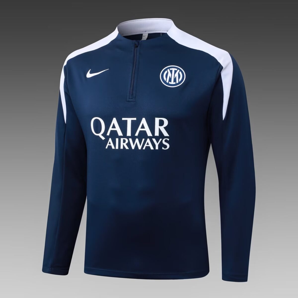 2025/2026 Internazionale Milan Half-Pull Training Suit Royal Blue Football Jersey - Image 3