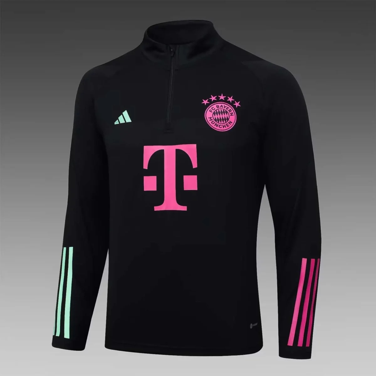 2023/2024 Bayern Munich Half-Pull Training Suit Black Football Shirt Set - Image 4