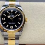 Rolex Explorer 36mm Two-Tone Yellow Gold Black ??3-6-9?? Dial Smooth Bezel Oyster Bracelet (124273) DD3230 Movement