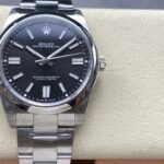 Rolex Oyster Perpetual 41mm Bright Black Dial Smooth Bezel Oyster Bracelet (124300) DD3230 Movement