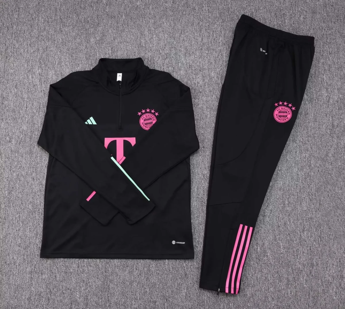 2023/2024 Bayern Munich Half-Pull Training Suit Black Football Shirt Set - Image 3