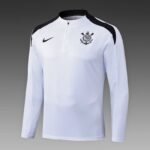2025/2026 Corinthians Paulista Half-Pull Training Suit White Football Shirt Set - Image 3