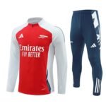 2024/2025 Arsenal Half-Pull Training Suit Red and White Football Shirt Set