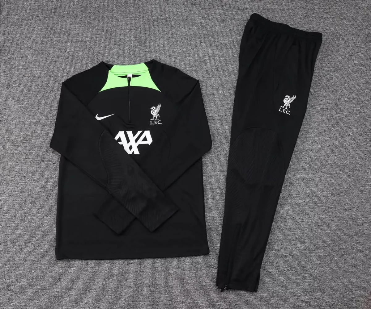 2023/2024 Liverpool Half-Pull Training Suit Black Jersey Set - Image 7