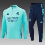 2024/2025 Real Madrid Half-Pull Training Suit Light green Football Shirt Set