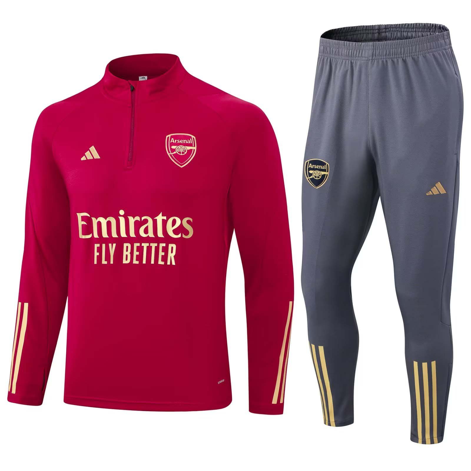 bad9c08959672ef52288bb84f7b59de6.jpg 2023/2024 Arsenal Half-Pull Training Suit Red Football Shirt Set - Image 1