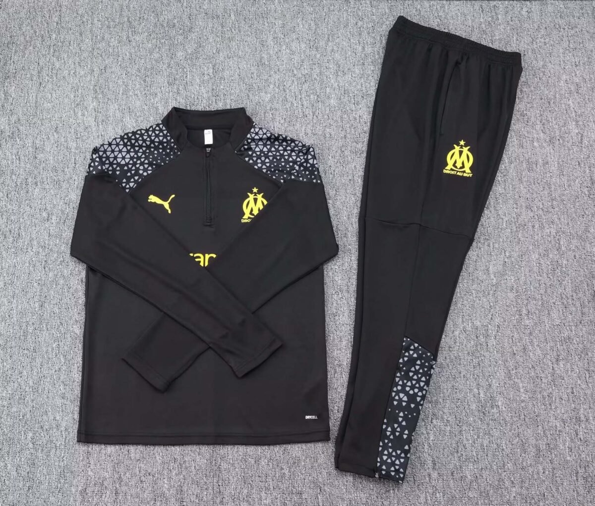 2023/2024 Olympique de Marseille Half-Pull Training Suit Black Football Jersey Set - Image 7