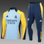 2024/2025 Real Madrid Half-Pull Training Suit Baby blue Football Shirt Set