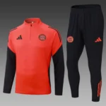 2025/2026 Bayern Munich Half-Pull Training Suit Orange-Red Football Shirt Set