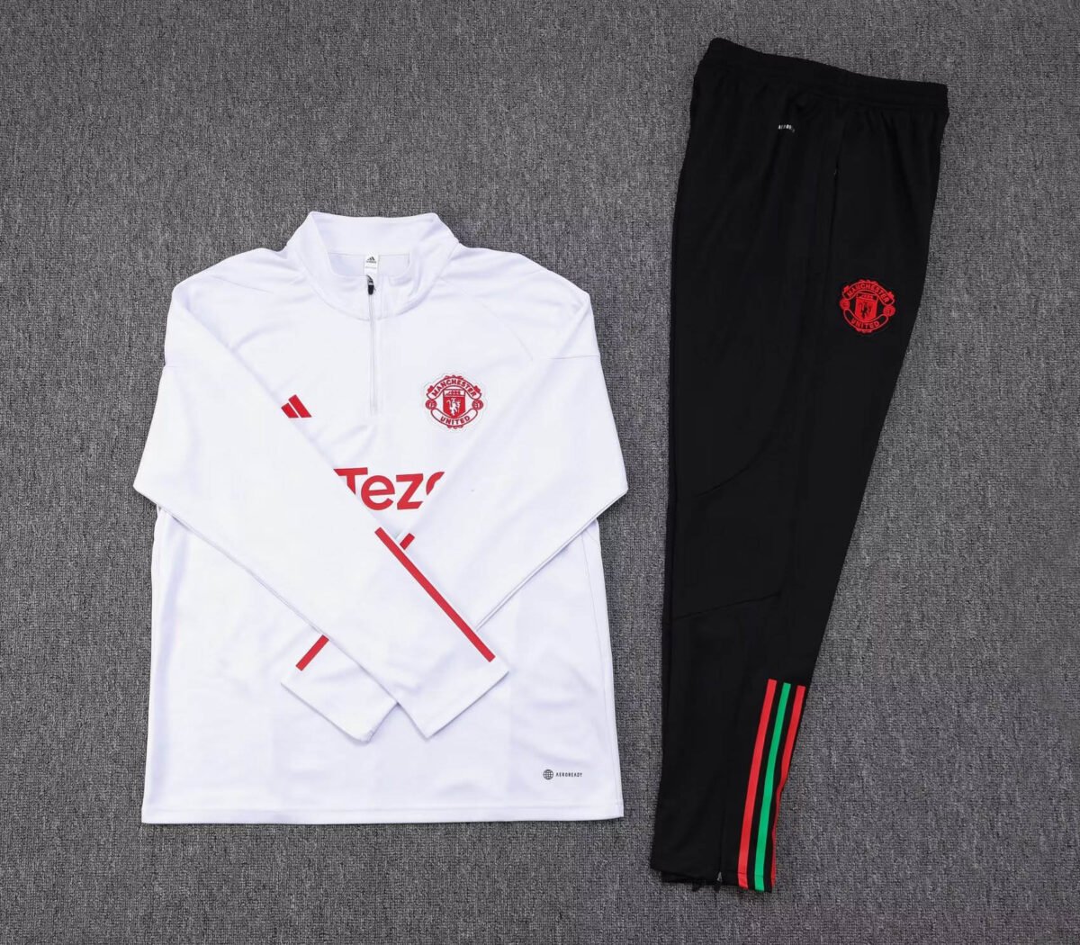 2023/2024 Manchester United Half-Pull Training Suit White Football Shirt Set - Image 7