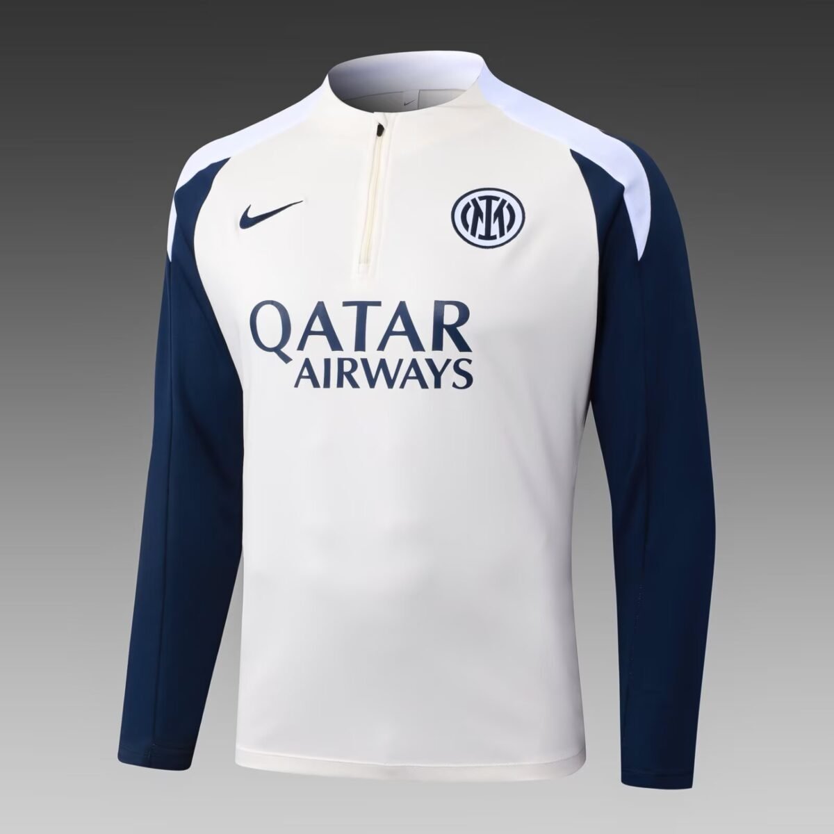 2025/2026 Internazionale Milan Half-Pull Training Suit Beige Football Jersey - Image 3