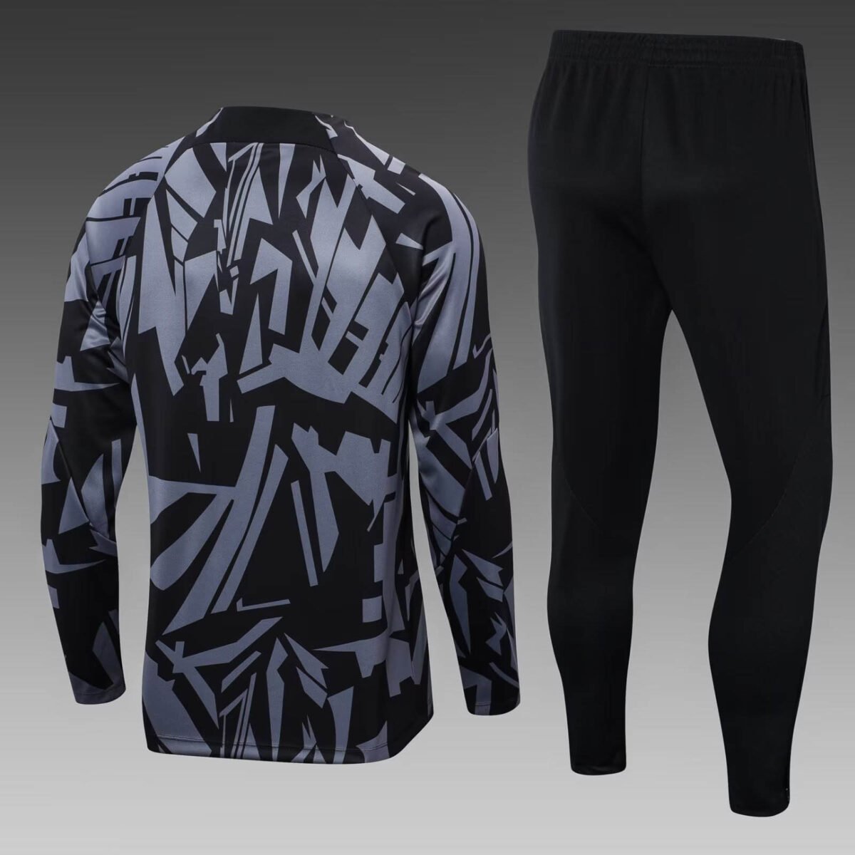2022/2023 Psg Paris Saint-Germain Half-Pull Training Suit Black Gray Camouflage Set - Image 2