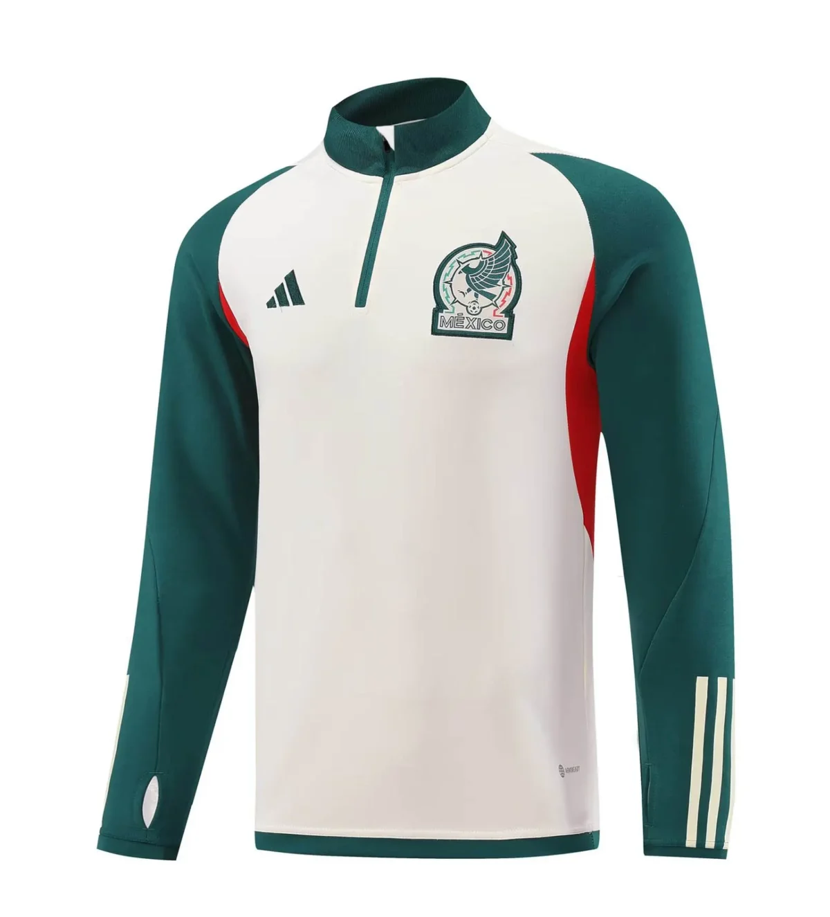 2023 Mexico Half-Pull Training Suit White - Green Soccer Jersey Set - Image 4