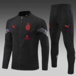 2022/2023 AC Milan Long Zipped Jacket Black Soccer Jersey Set