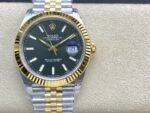 Rolex Datejust 41mm Two-Tone Yellow Gold Green Dial Fluted Bezel Jubilee Bracelet (126333) DD3235 Movement