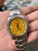 Rolex Oyster Perpetual 41mm Yellow Dial Smooth Bezel Oyster Bracelet(124300) DD3230 Movement - Image 5