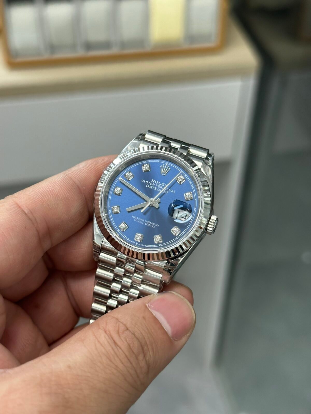 Rolex Datejust 36mm Sunburst Blue Diamond Dial Jubilee Bracelet (126234) DD3235 Movement - Image 6