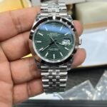 Rolex Datejust 41mm Green Fluted Motif Dial Smooth Bezel Jubilee Bracelet (126300) DD3235 Movement