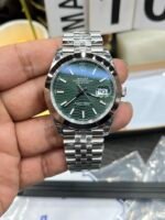 Rolex Datejust 41mm Green Fluted Motif Dial Smooth Bezel Jubilee Bracelet (126300) DD3235 Movement - Image 2