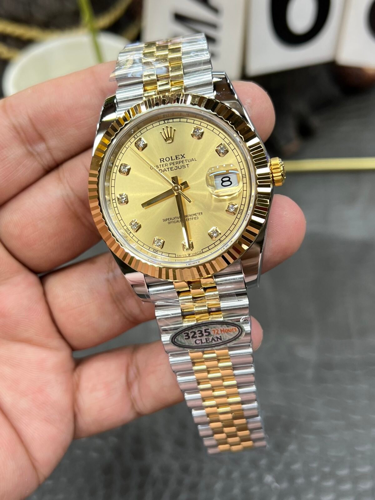 Rolex Datejust 41mm  Two-Tone Gold Champagne Diamond Dial Fluted Bezel Jubilee Bracelet (126333) DD3235 Movement - Image 5