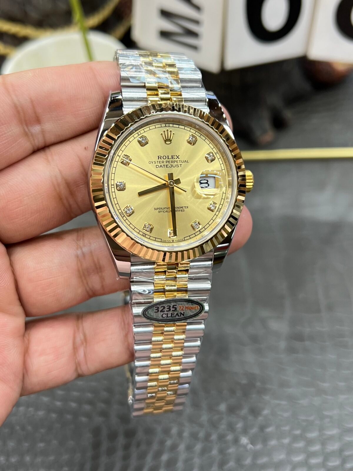 Rolex Datejust 41mm  Two-Tone Gold Champagne Diamond Dial Fluted Bezel Jubilee Bracelet (126333) DD3235 Movement - Image 3