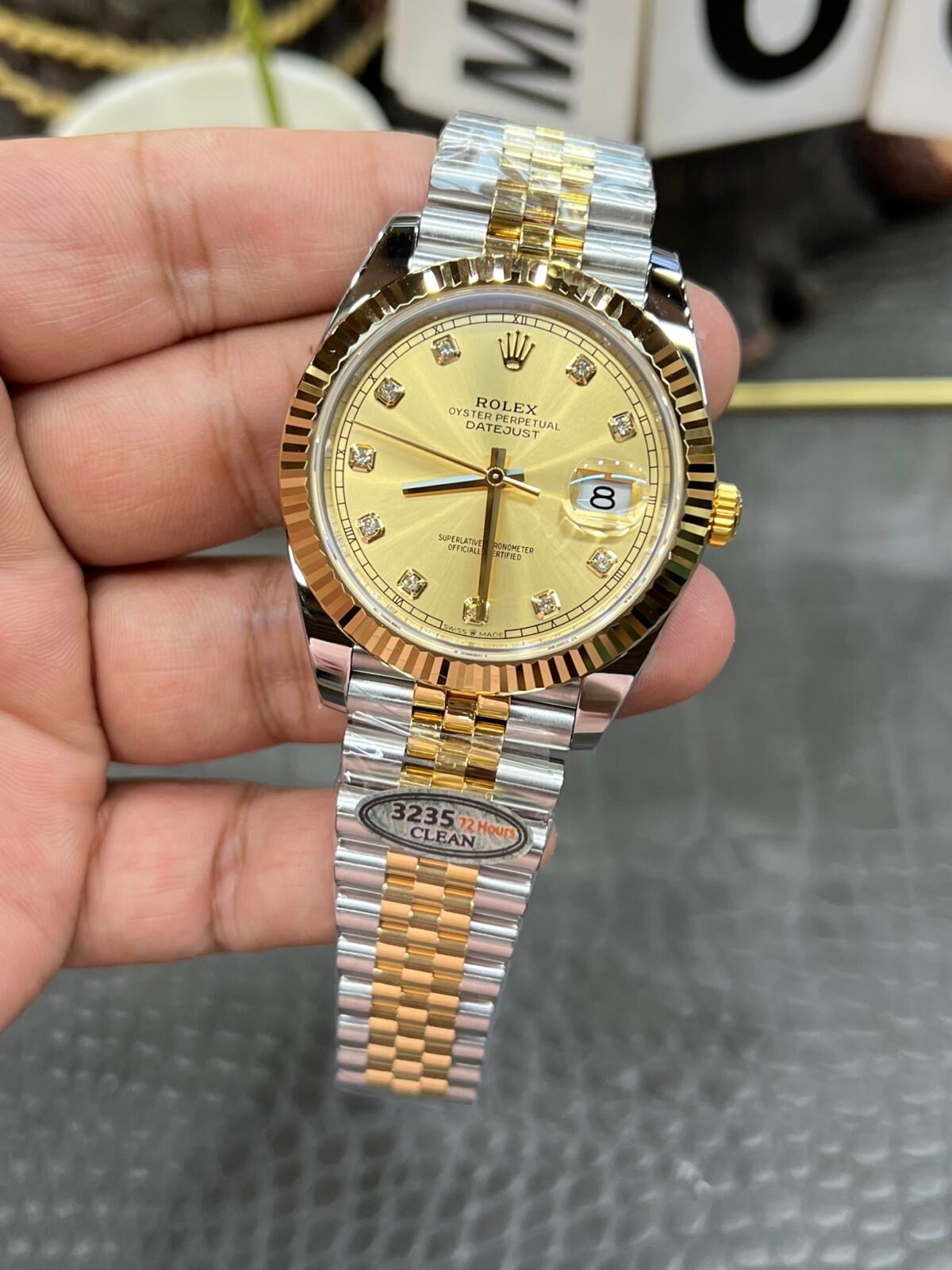 Rolex Datejust 41mm  Two-Tone Gold Champagne Diamond Dial Fluted Bezel Jubilee Bracelet (126333) DD3235 Movement - Image 7
