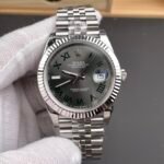 Rolex Datejust 41mm Slate Grey??Wimbledon?? Dial Fluted Bezel Jubilee Bracelet (126334) DD3235 Movement