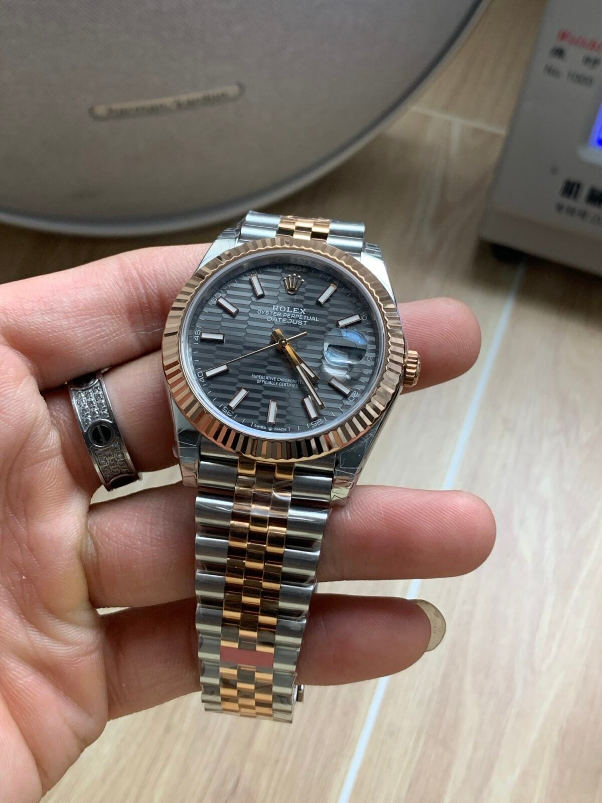 Rolex Datejust 41mm Two-Tone Rose Gold Slate Grey Fluted Motif Dial Jubilee Bracelet (126331) DD3235 Movement - Image 3