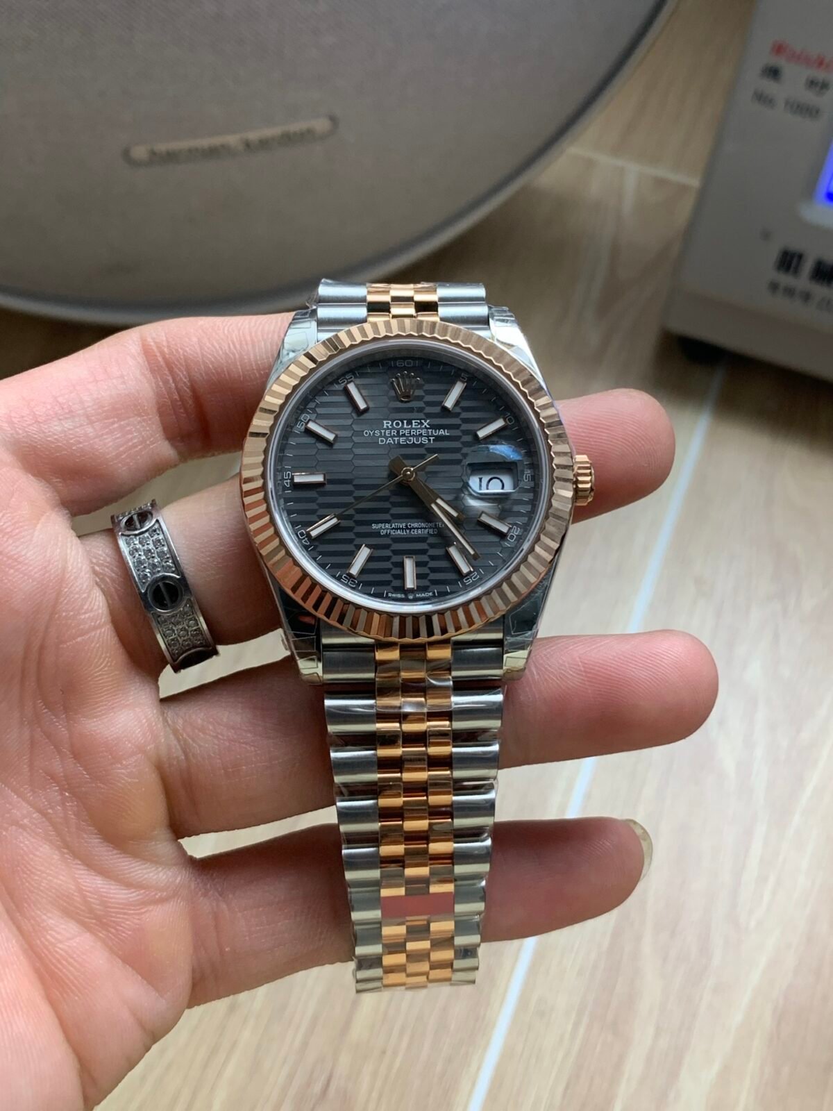 Rolex Datejust 41mm Two-Tone Rose Gold Slate Grey Fluted Motif Dial Jubilee Bracelet (126331) DD3235 Movement - Image 2