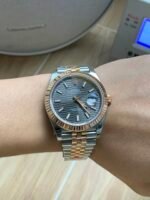 Rolex Datejust 41mm Two-Tone Rose Gold Slate Grey Fluted Motif Dial Jubilee Bracelet (126331) DD3235 Movement - Image 5