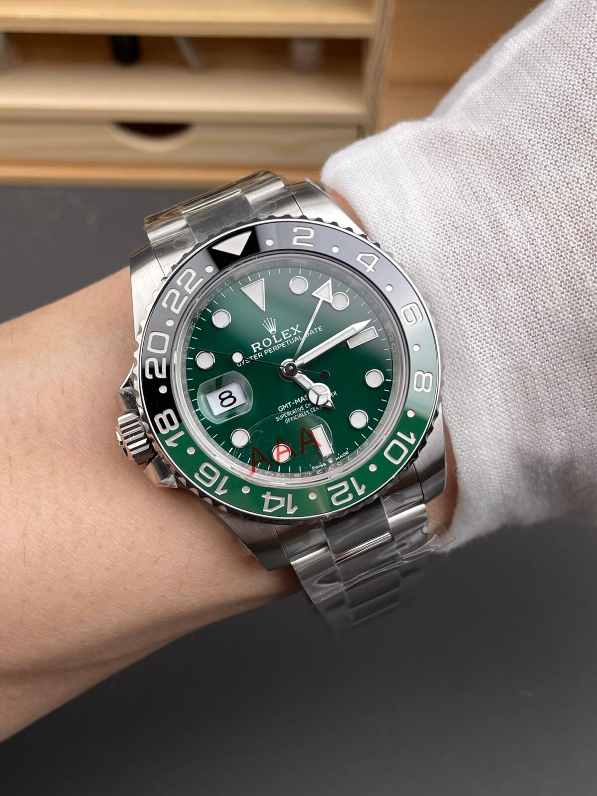 Rolex GMT-Master II Left-Handed Green Dial Black/Green Ceramic Bezel ??Sprite??Oyster Bracelet (126729VTNR) DD3285 Movement - Image 11