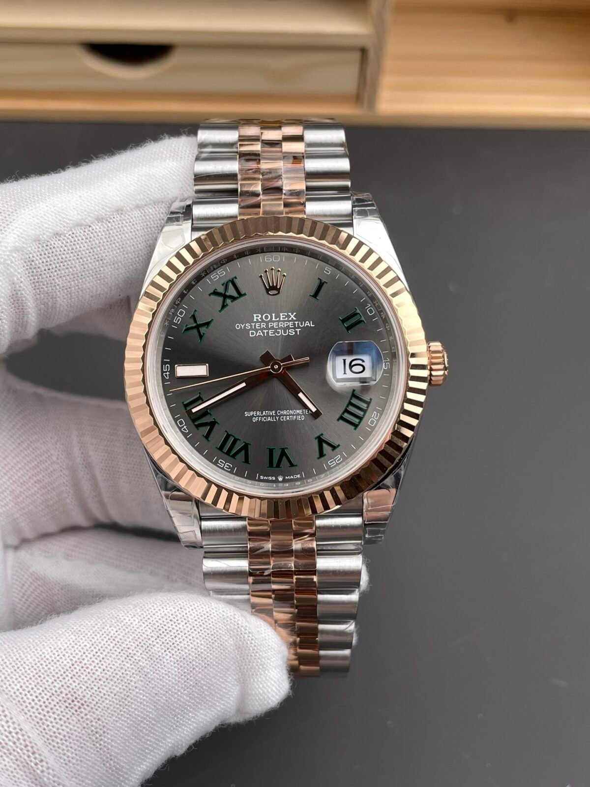 Rolex Datejust 36mm Two-Tone Rose Gold Slate Grey??Wimbledon?? Dial Fluted Bezel Jubilee Bracelet (126231) DD3235 Movement - Image 2