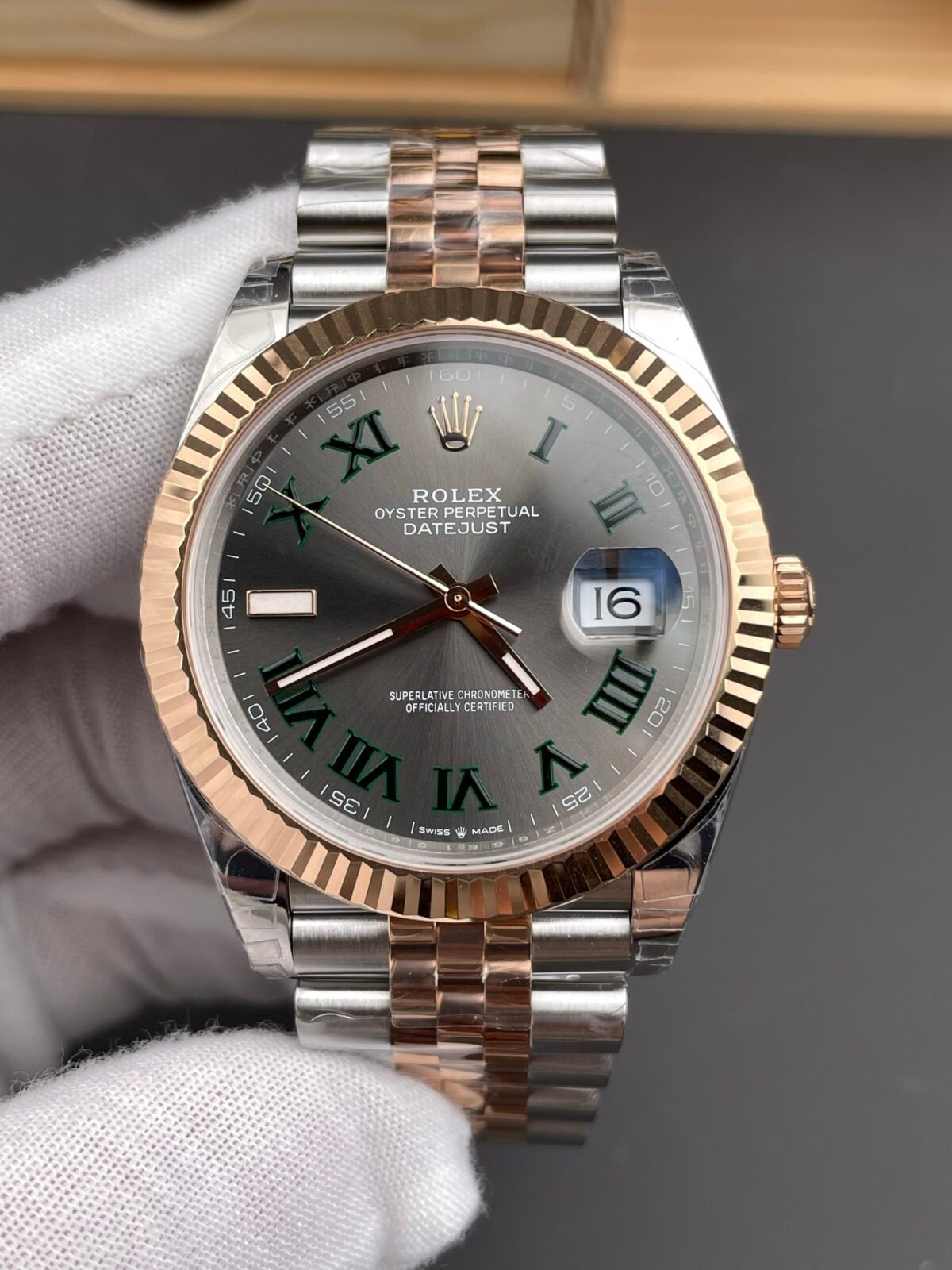Rolex Datejust 36mm Two-Tone Rose Gold Slate Grey??Wimbledon?? Dial Fluted Bezel Jubilee Bracelet (126231) DD3235 Movement - Image 3